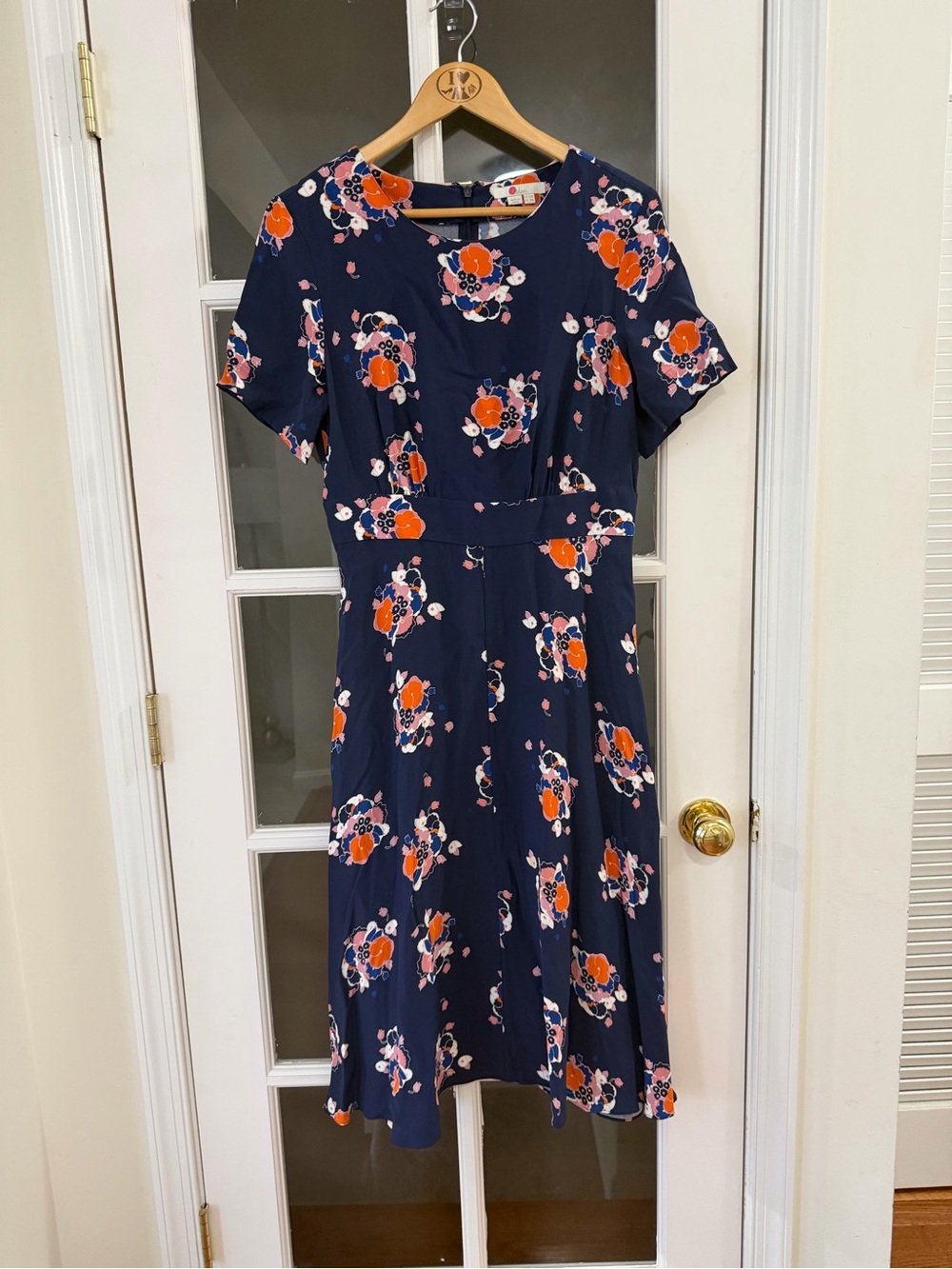 Boden Ruth Navy Floral A-Line Midi Dress - Size 8 - Picture 2 of 8
